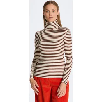 Dámský svetr ROLÁK GANT SLIM STRIPED RIBBED TURTLENECK WEATHERED BROWN