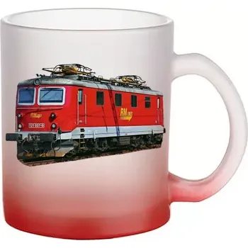 skleněný hrnek lokomotiva 121.007 (hrneček s lokomotivou matné sklo vlak)