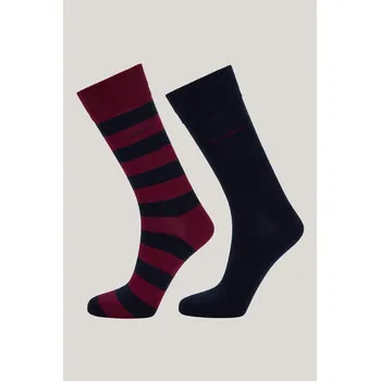 Pánské oblečení PONOŽKY GANT BARSTRIPE AND SOLID SOCKS 2-PACK RICH WINE