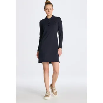 Dámské šaty ŠATY GANT SLIM SHIELD LS PIQUE DRESS EVENING BLUE