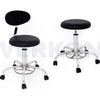 Židle laboratorní a ordinační Kovonax, antistatická, Typ: FORM HK nerez Č, Popis: Černá koženka, nastavení výšky sezení nožním pedálem, nerezová konstrukce, pogumovaná kolečka na tvrdé podlahy