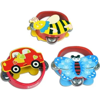 Hudební nástroj pro děti Bontempi Dřevěná zvířecí tamburína s činely