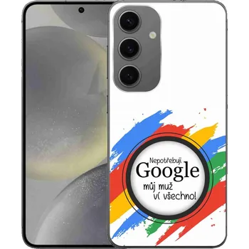 Pouzdro na mobilní telefon Gelový kryt mmCase na Samsung Galaxy S24+ - muž ví všechno bílé pozadí