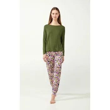 Dámské pyžamo Vamp - Dámské pyžamo s květinami 21063 - Vamp green moss s