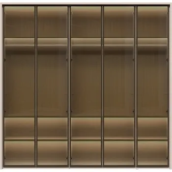 Šatní skříň Pětidveřová prosklená šatní skříň s rámem Baptiste - béžová