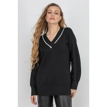 Dámský svetr Vero Moda dámský svetr s výstřihem do V Saba černý Velikost: L