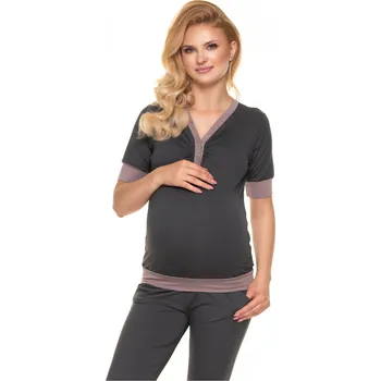 Dámské pyžamo PeeKaBoo Dámské těhotenské pyžamo Yarino grafitová L/XL