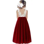 Áčkové šaty s krajkovým topem Barva: Vínová, Velikost: 9-10