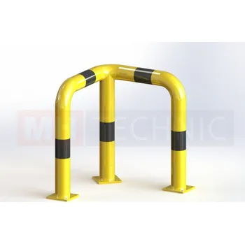 Stavební profil MH Technic s.r.o. Obloukový nárazník rohový Ø 76 mm, 500 x 500 mm, výška 600 mm, žlutý s reflexními pruhy