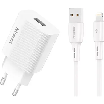 Síťová nabíječka Vipfan 1x USB 2,4A a Lightning kabel bílá