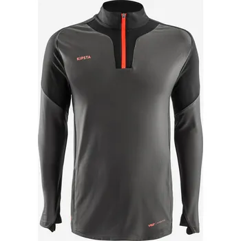 Dámská mikina KIPSTA Fotbalová mikina se zipem u krku Viralto Axton S ČERNÁ|ŠEDÁ