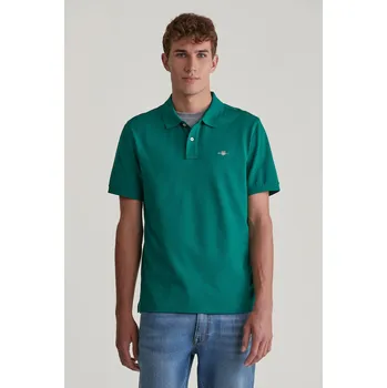 Pánské oblečení POLOKOŠILE GANT REG SHIELD SS PIQUE POLO DEEP FOREST GREEN
