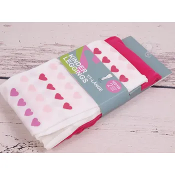 Dívčí oblečení CNB BERLIN legíny silonky SADA 2 KS tm. růžové + bílé s růžovými srdíčky velikost oblečení - děti: 134/140