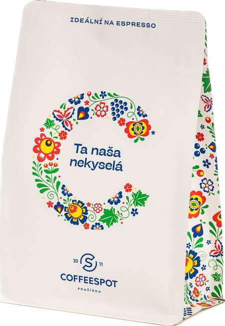 COFFEESPOT TA NAŠA nekyselá – espresso směs vyladěná do kávovaru Velikost balení: 250g