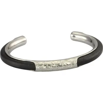 Náramek Genco Pevný náramek z chirurgické oceli a kůže GBSG131BK Průměr mm: 60