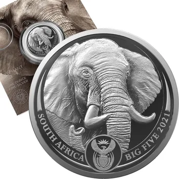 South African Mint Big Five II stříbrná mince 1oz 2021 Elephant