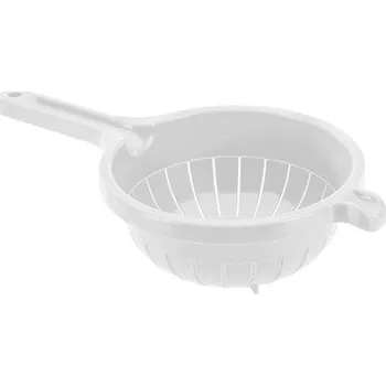 Cedník a síto cedník d19x19cm, stojící s rukojetí, bílý, plast