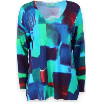 Dámský svetr Svetřík úpletový Damod T24032 over size barva: modrá