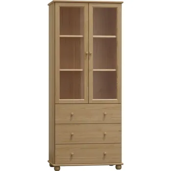 Policová skříň Slevadoma Vitrína 104 Klasik masiv borovice Barva: Barva bílá, Šířka: 80 cm