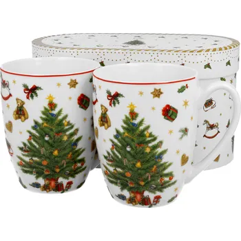 DUO Gifts DG - Vánoční porcelanové hrnky CHRISTMAS TREE v dárkovém balení 2 ks - 380 ml