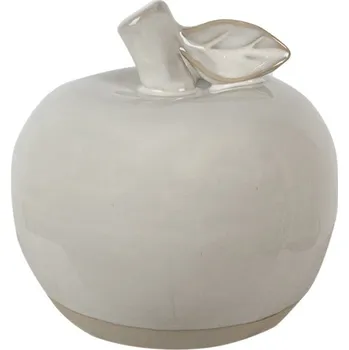 Béžové porcelánové dekorační jablko s lístkem Camlo M – 10 cm