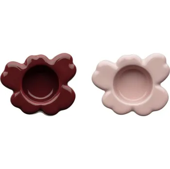 Svícen Marimekko Set svícnů Unikko, 2ks, 60.výročí / červeno-růžový