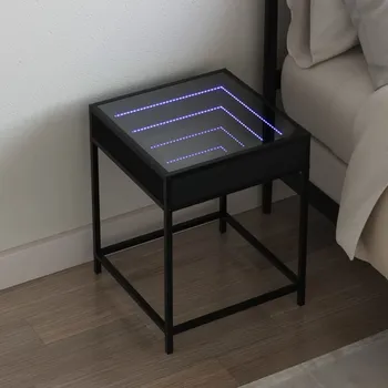 Noční stolek vidaXL Noční stolek s Infinity LED 40 x 40 x 51 cm [3284091] Barva: Černá