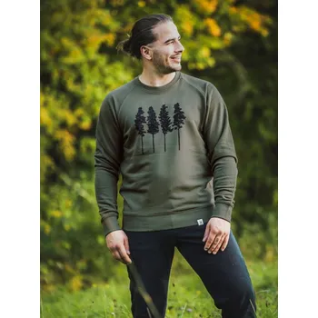 Pánská mikina Zachraňte pánská mikina bez kapuce Borovice - zelená Khaki zelená XXL - 0603