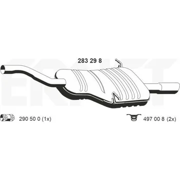Tlumič výfuku Zadni tlumic vyfuku ERNST 283298