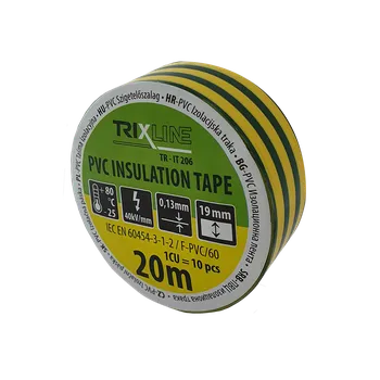 Izolační páska PVC izolační páska TR-IT 206 20m, 0,13mm zeleno-žlutá TRIXLINE