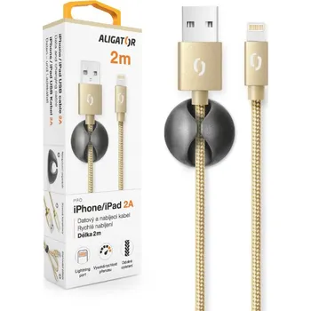 Datový kabel Datový kabel ALIGATOR PREMIUM 2A, Lightning 2m zlatý