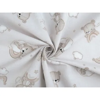 Bavlněný flanel medvídek METRÁŽ - 2 (281) béžová světlá