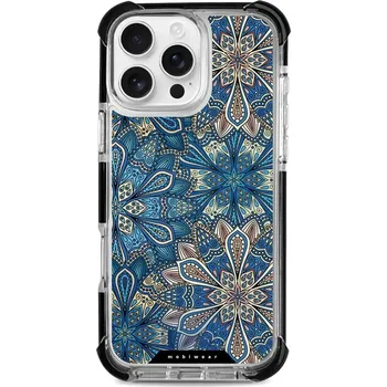 Pouzdro na mobilní telefon Odolný obal Mobiwear MagSafe Elite Bumper - Apple iPhone 16 Pro Max - D015D Modré mandala květy (Odolný kryt, pouzdro, obal Mobiwear Elite Bumper na mobil Apple iPhone 16 Pro Max - D015D Modré mandala květy, materiál Plast + TPU silikon + kov - zesílená)