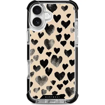 Pouzdro na mobilní telefon Odolný obal Mobiwear MagSafe Elite Bumper - Apple iPhone 16 Plus - DA51D Černá srdíčka (Odolný kryt, pouzdro, obal Mobiwear Elite Bumper na mobil Apple iPhone 16 Plus - DA51D Černá srdíčka, materiál Plast + TPU silikon + kov - zesílená ochrana telefonu,)