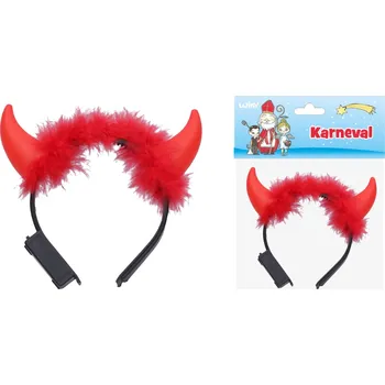 Hračka pro nejmenší Rohy čertovské svítící (blikající) s ozdobou 17x17 cm