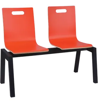 MEGAN 2, dřevěná lavice do čekárny, 2-sedák, červená, kostra černá