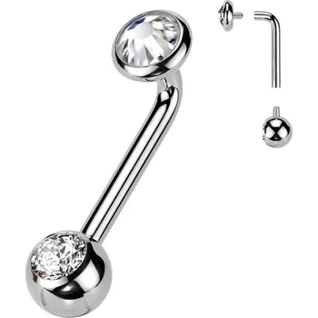 Piercing Christina piercing TITAN, čirý kamínek (1,6 x 10 mm)