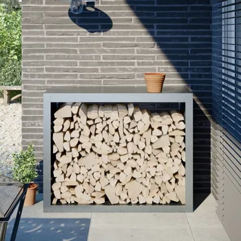 vidaXL Stojan na palivové dřevo 100 x 40 x 80 cm nerezová ocel [850976] Barva: Nerezová ocel / Šedý