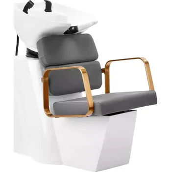 Kadeřnické křeslo Kadeřnický mycí box PORTO - zlato šedý