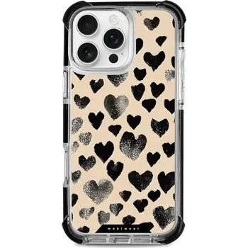Pouzdro na mobilní telefon Odolný obal Mobiwear MagSafe Elite Bumper - Apple iPhone 16 Pro Max - DA51D Černá srdíčka (Odolný kryt, pouzdro, obal Mobiwear Elite Bumper na mobil Apple iPhone 16 Pro Max - DA51D Černá srdíčka, materiál Plast + TPU silikon + kov - zesílená ochrana)
