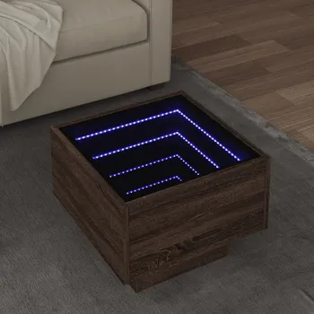 Obývací pokoj vidaXL Odkládací stolek s LED 40 x 40 x 30 cm kompozitní dřevo [847503] Barva: hnědý dub