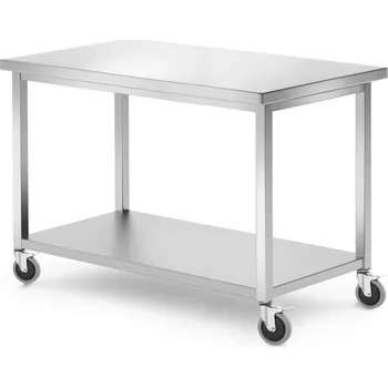 Dílenský stůl Mobilní stůl, s policí – přišroubovaný, HENDI, Kitchen Line, 1200x600x(H)850mm