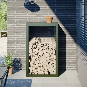 vidaXL Stojan na palivové dřevo 60 x 40 x 100 cm nerezová ocel [850995] Barva: Ocel/Zelený