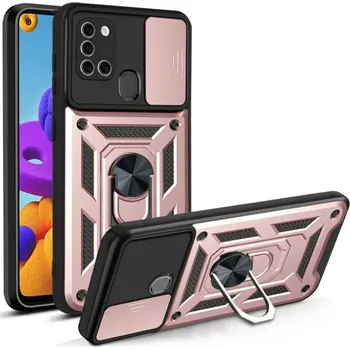 Pouzdro na mobilní telefon Kryt Samsung Galaxy A21s Techsuit CamShield Pro rose gold
