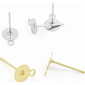 Materiál na výrobu šperku Ocelová puzeta s lůžkem 6mm - 1ks+B - Nerez SL / 1Ks