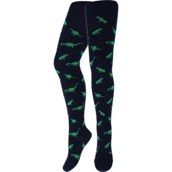 Dětské punčocháče vzorované WOLA DINOSAUŘI tmavě modré - černé Velikost: 116 / 122