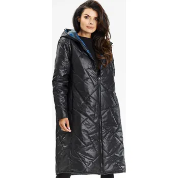 Dámský kabát Oboustranný kabát s kapucí se zapínáním na zip A685 Barva: Černá, Velikost: S/M