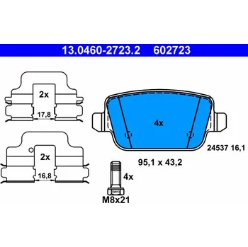 Brzdová destička Sada brzdových destiček, kotoučová brzda ATE 13.0460-2723.2