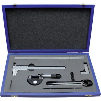 Posuvné měřítko Somet CZ Sada dílenských měřidel - pos.měřítko 160mm, mikrometr 0÷25m, úhelník 63x35mm, kružítko 200mm, rýs.jehla, měřítko oh. 300mm - SO47160390