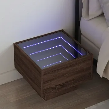 Noční stolek vidaXL Noční stolek s Infinity LED 40 x 40 x 30 cm [3284069] Barva: hnědý dub